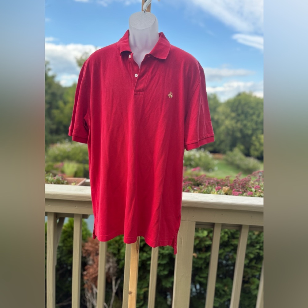 Brooks Brothers Vibrant Red Polo Shirt, Size: XL